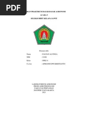 Laporan Praktikum Acara 5 Seleksi Bibit - Fauzan Alvinza - Spks A - 21490 |  PDF