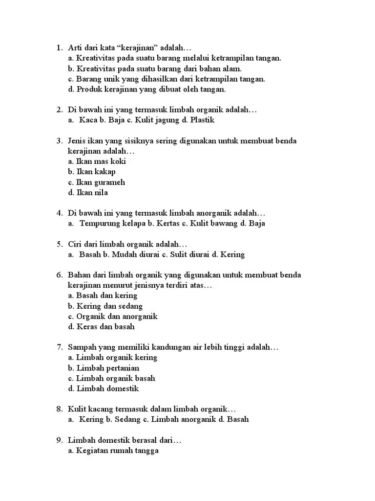 Soal Uts Prakarya | PDF