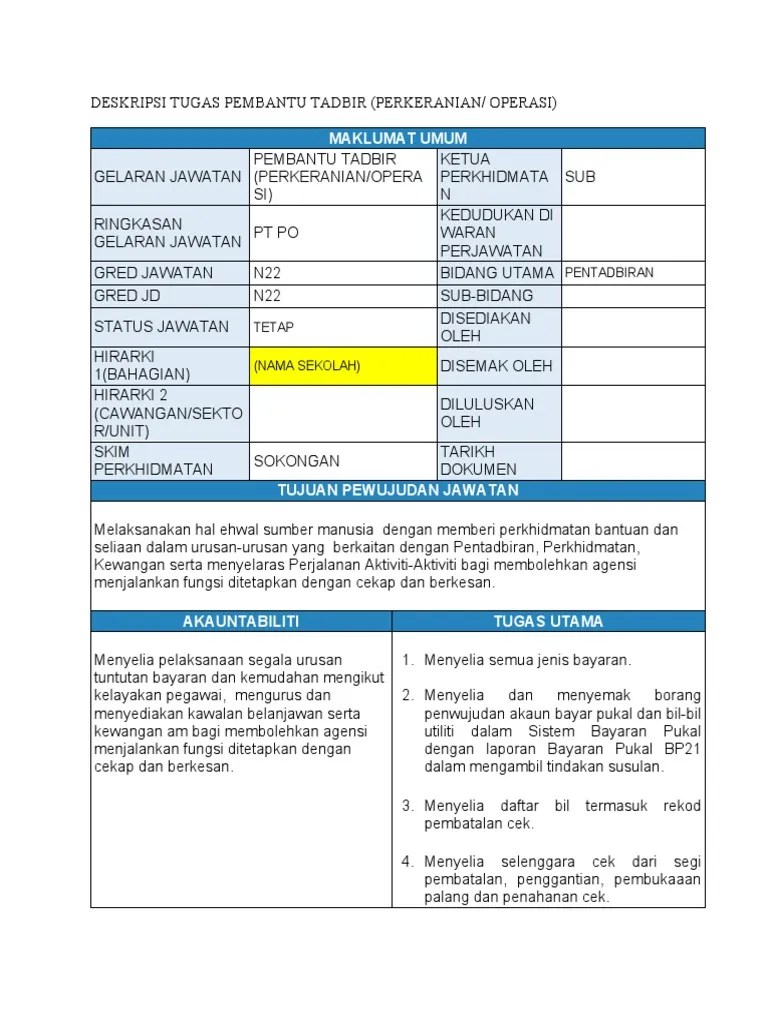 Tugas Pembantu Tadbir Kewangan Sekolah : 2