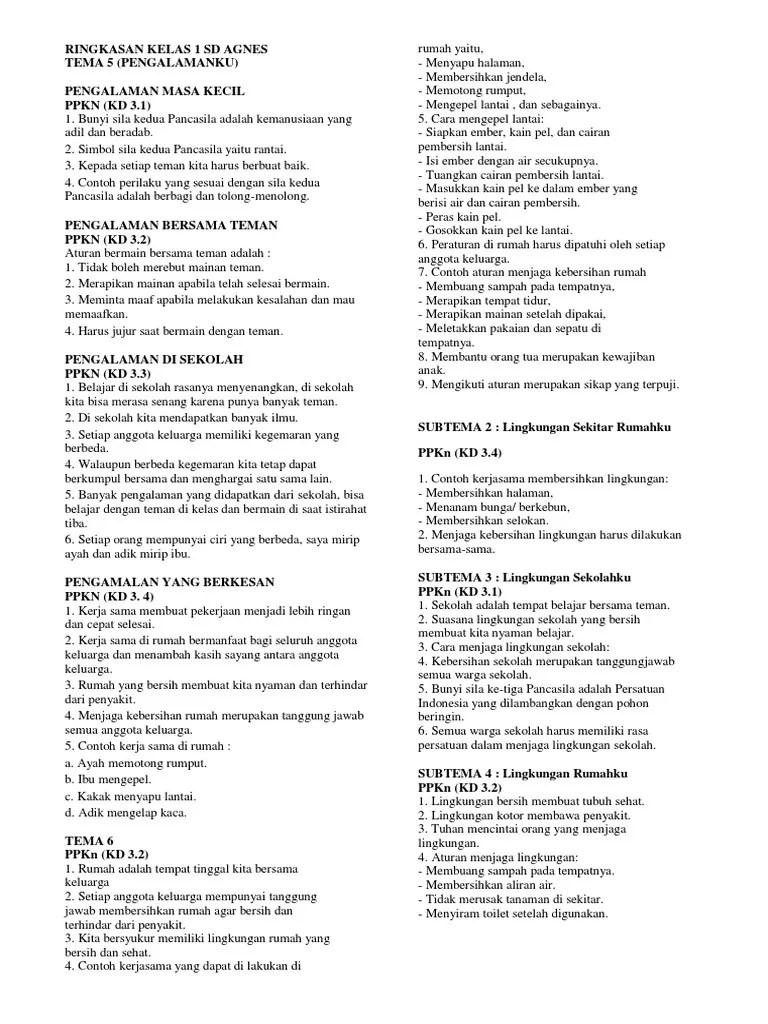 Ringkasan Kelas 1 PPKN | PDF