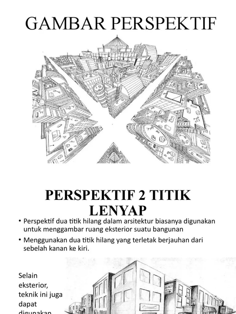Perspektif eksterior 2 titik hilang melukiskan salah 1 partikel bermakna dari bangunan rumah. Gambar Perspektif 2 Tl Pdf