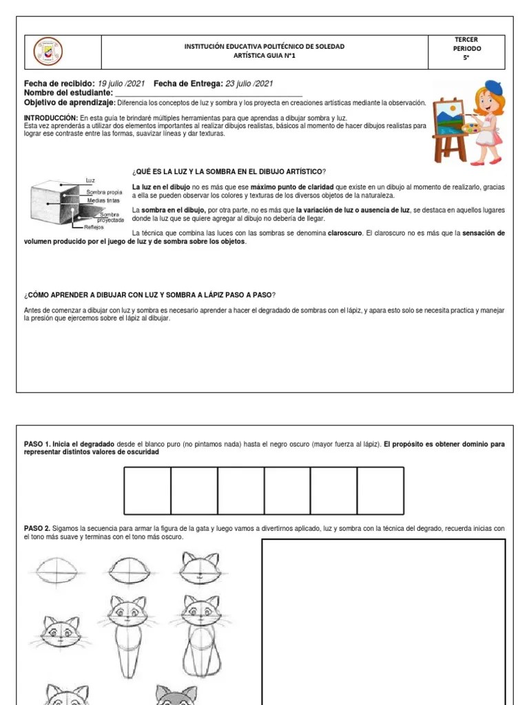 Las sombras más oscuras y los toques de luz más brillantes en el dibujo. Arte Guia 1 Pdf Sombra Dibujo