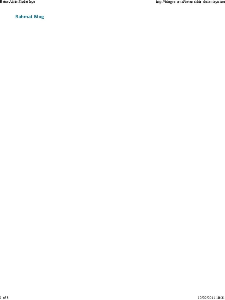 Batas Akhir Shalat Isya