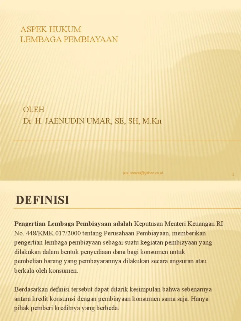 13 Hukum Lembaga Pembiayaan | PDF