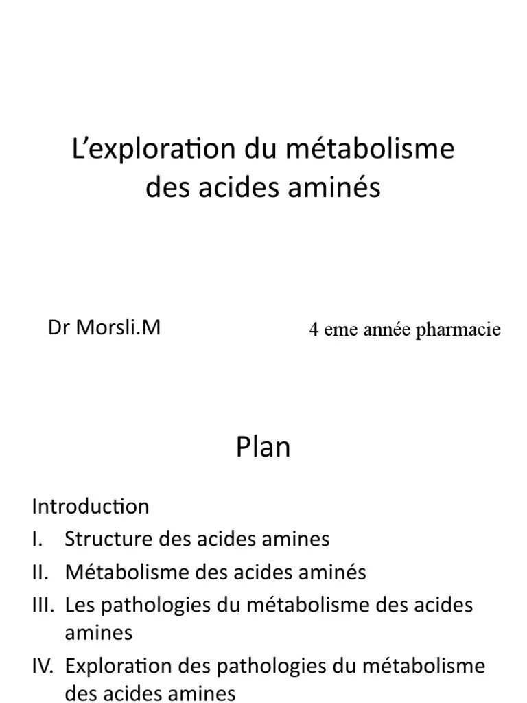 Pharm09 Bioch-Exploration Acides Amines | PDF | Acide aminé | Métabolisme
