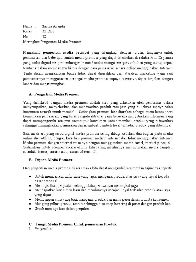 ringkasan media promosi | PDF