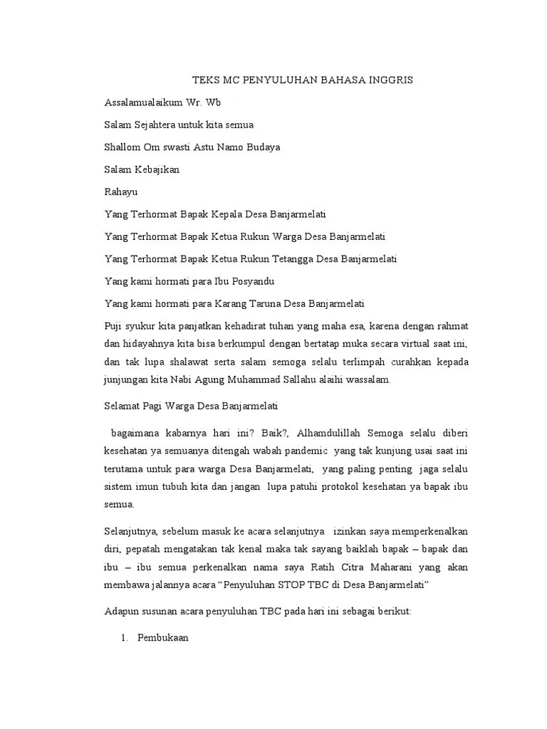 Teks MC Penyuluhan Bahasa Inggris | PDF