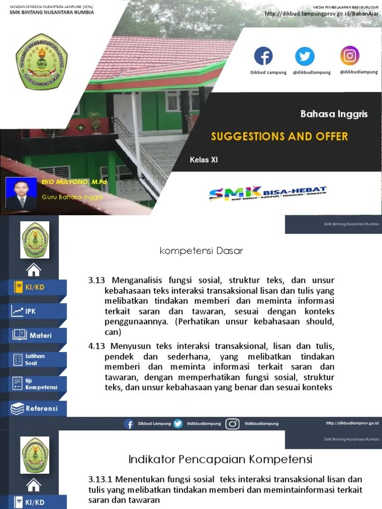 Suara edukasi podcast • by pusdatin kemdikbud • aug 30, 2020. Suggestion And Offering Pdf