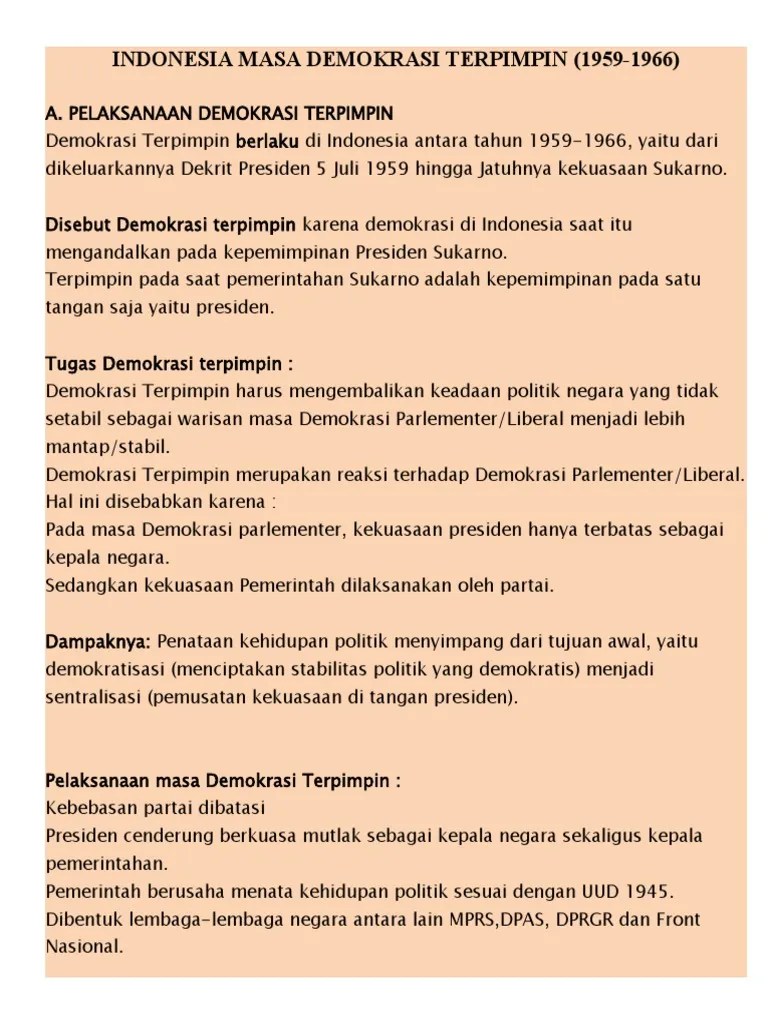 INDONESIA MASA DEMOKRASI TERPIMPIN | PDF