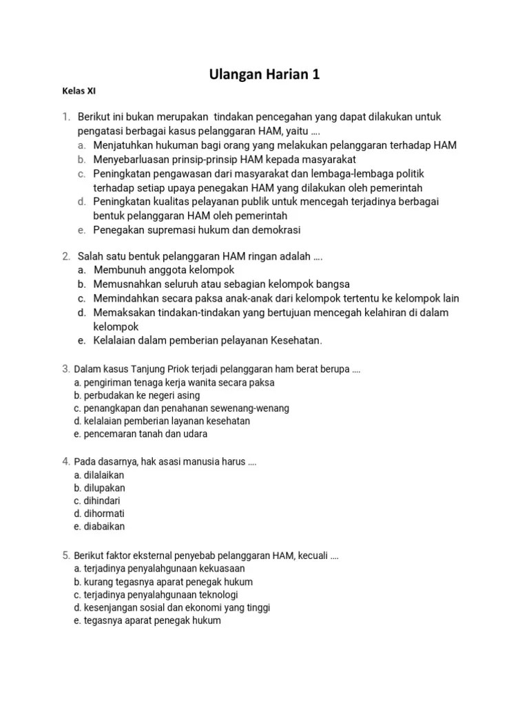 Soal UH Tanpa Jawaban | PDF