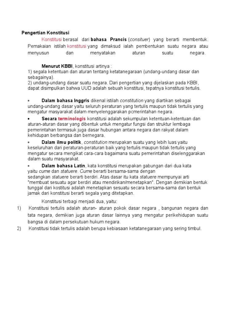 Pengertian Konstitusi | PDF