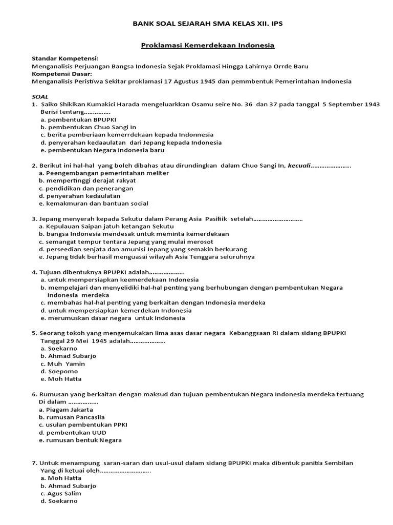 55 contoh soal usbn sejarah kelas 12 smama dan kunci jawaban pada. Soal Sejarah Peminatan Kelas 12 Beserta Jawaban