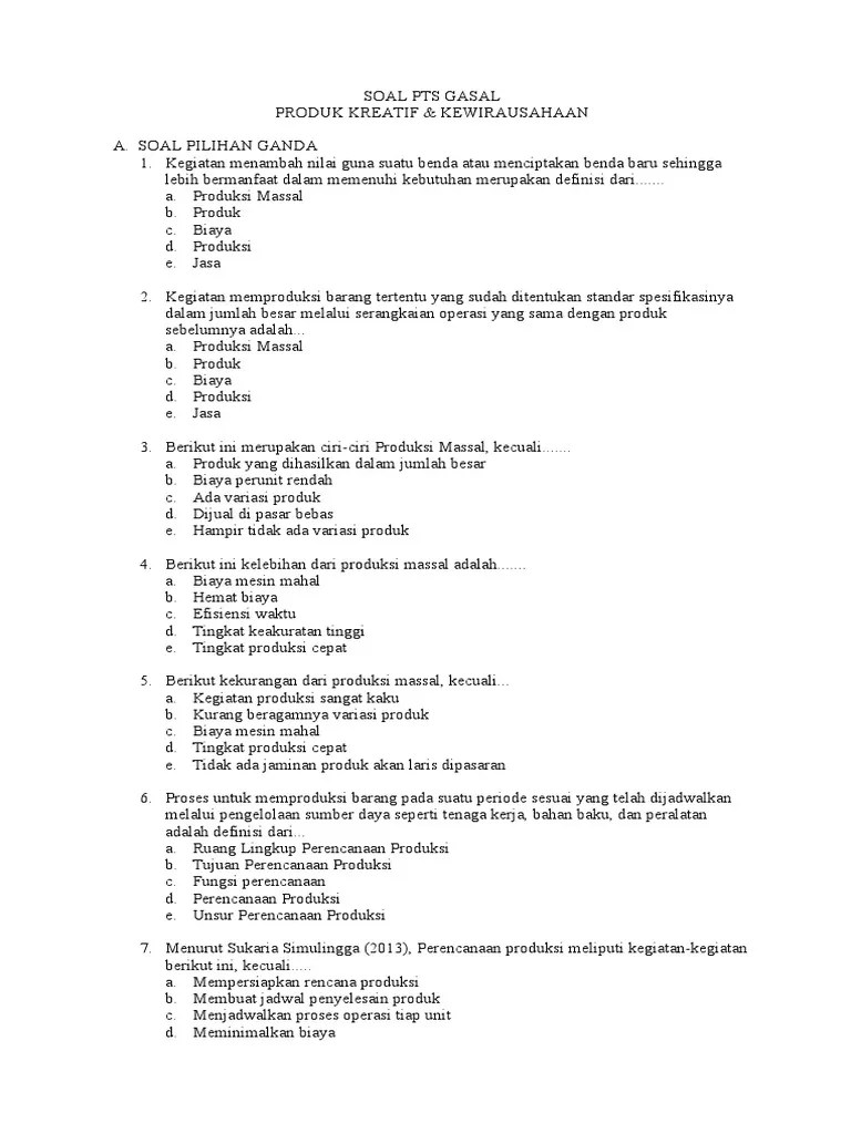 SOAL PTS GASAL | PDF