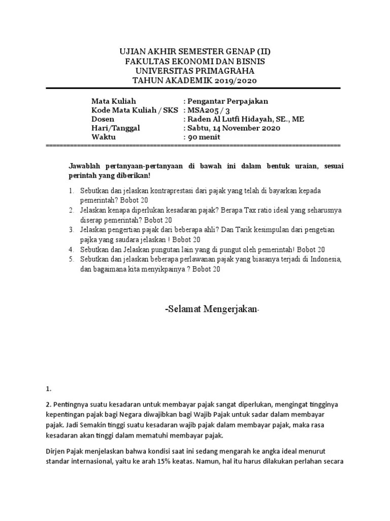 Soal Pengantar Pajak | PDF