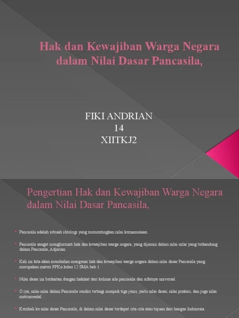 Dalam upaya penegakan hak asasi manusia, tiap negara . Hak Dan Kewajiban Warga Negara Dalam Nilai Dasarfiki Pdf