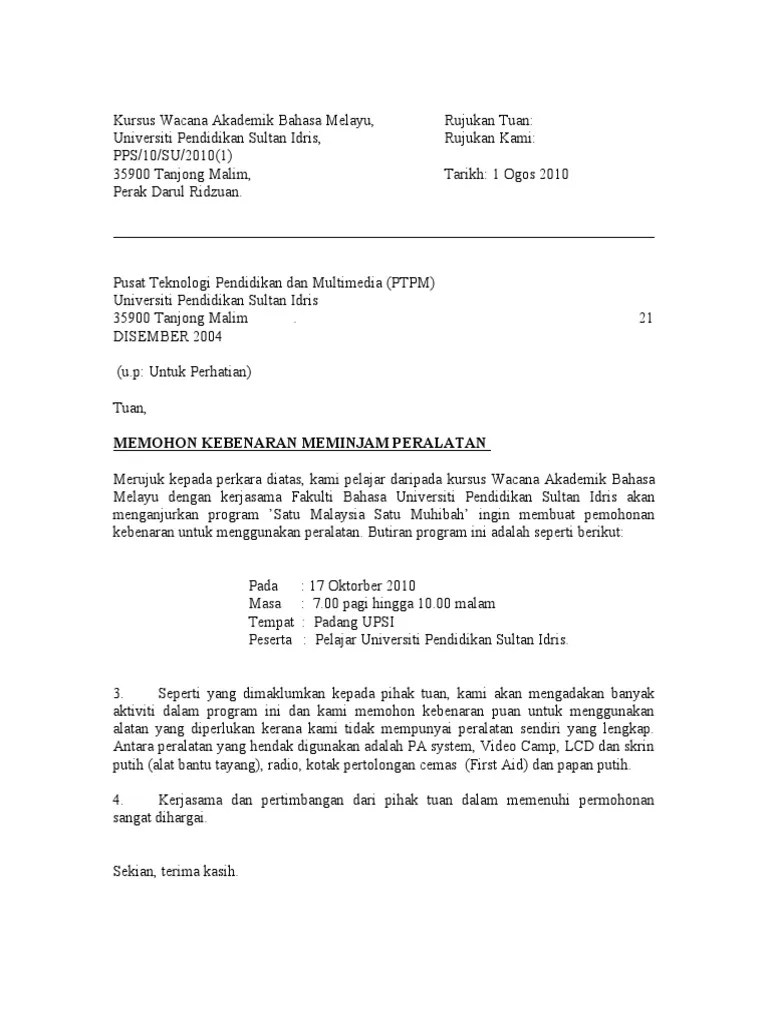 10+ contoh surat permohonan izin peminjaman tempat untuk kegiatan . Surat Pinjam Barang Pdf