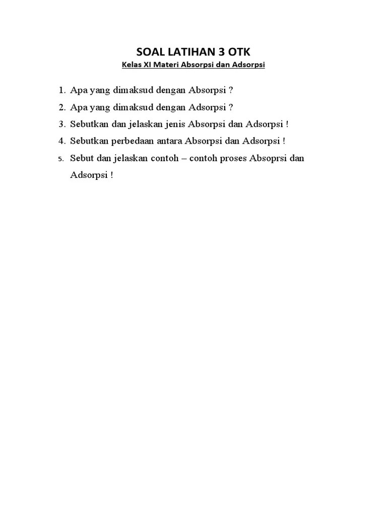 SOAL LATIHAN 3 OTK Absorpsi Dan Adsorpsi | PDF