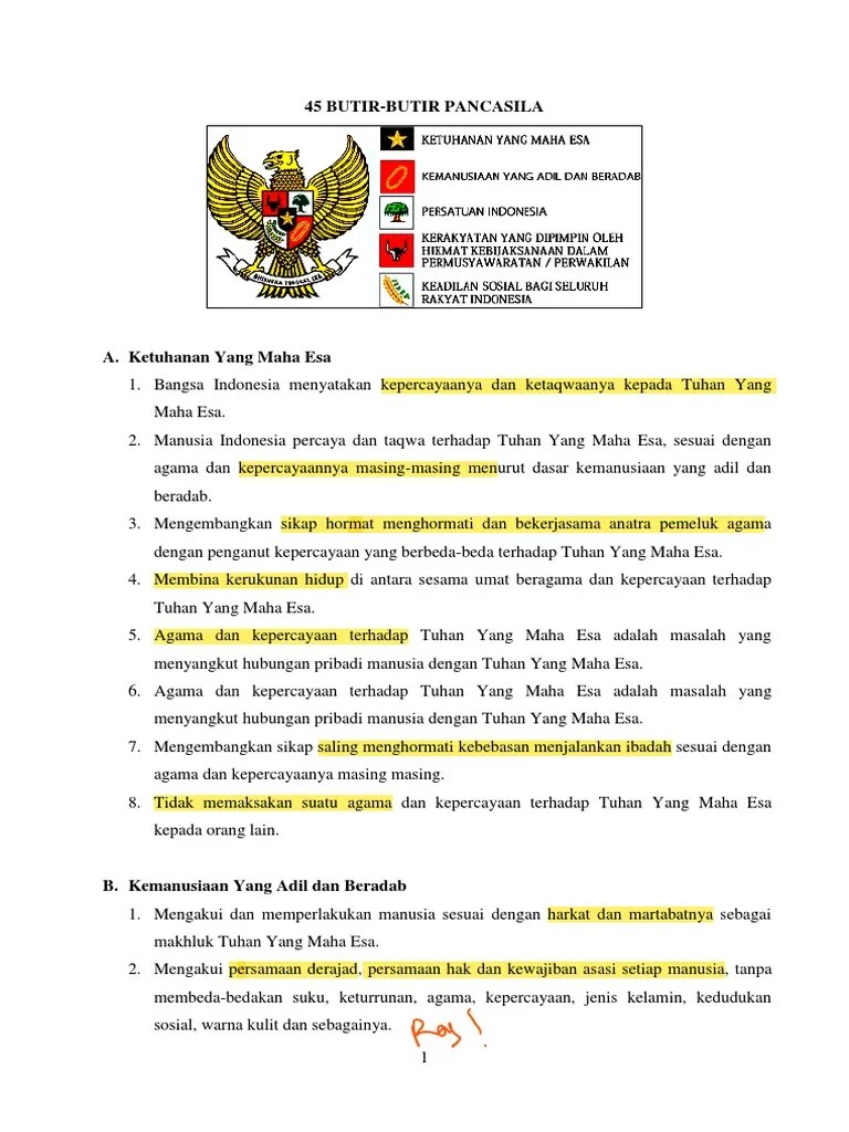 45 BUTIR PANCASILA | PDF