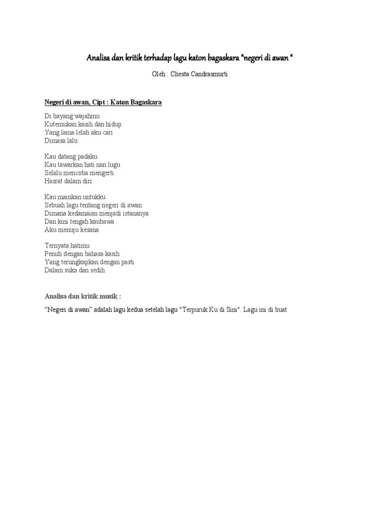 Analisa Dan Kritik Terhadap Lagu Katon Bagaskara | PDF