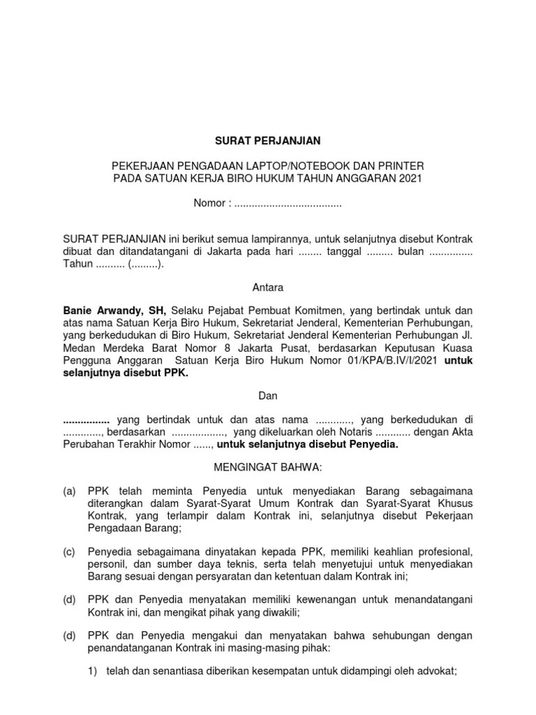 Surat Perjanjian Laptop Printer | PDF