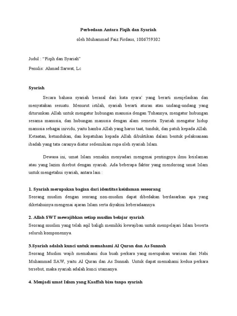 Perbedaan Antara Fiqih Dan Syariah | PDF