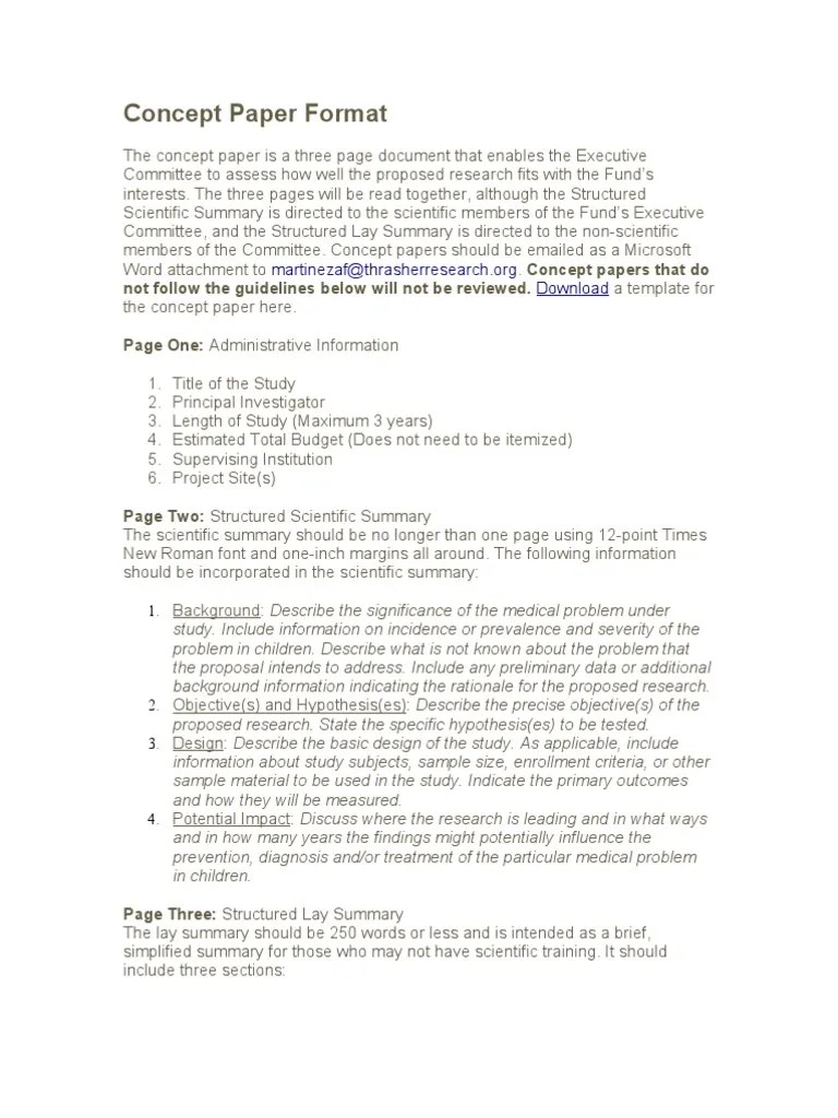 Maybe you would like to learn more about one of these? Concept Paper Format | Concept | Writers