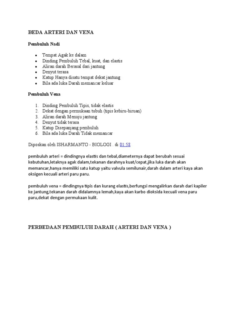 Beda Arteri Dan Vena | PDF