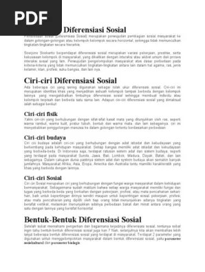 Pengertian Diferensiasi Sosial | PDF