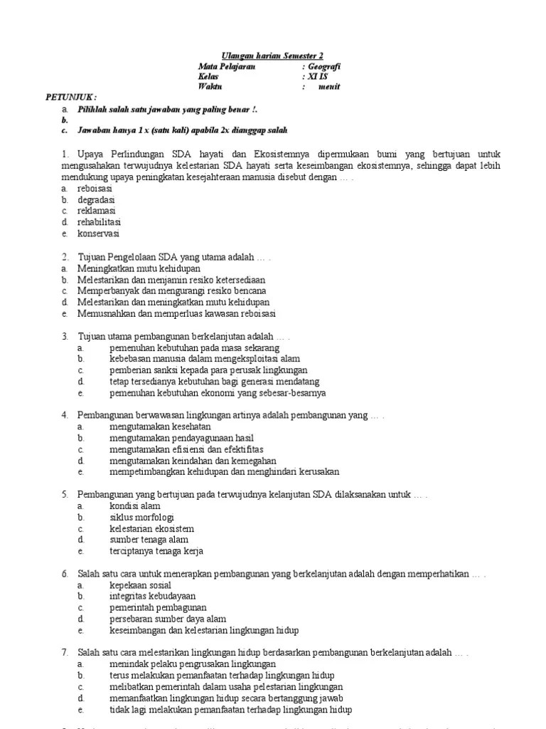 Soal Geografi Kelas XI | PDF