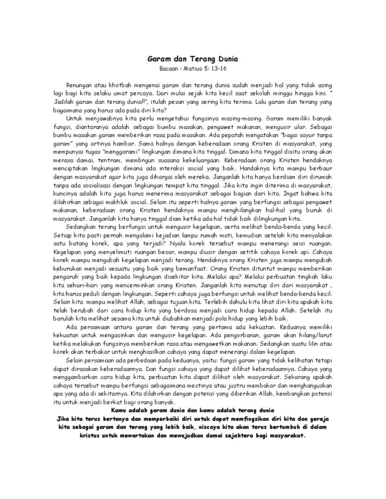 Garam Dan Terang Dunia | PDF