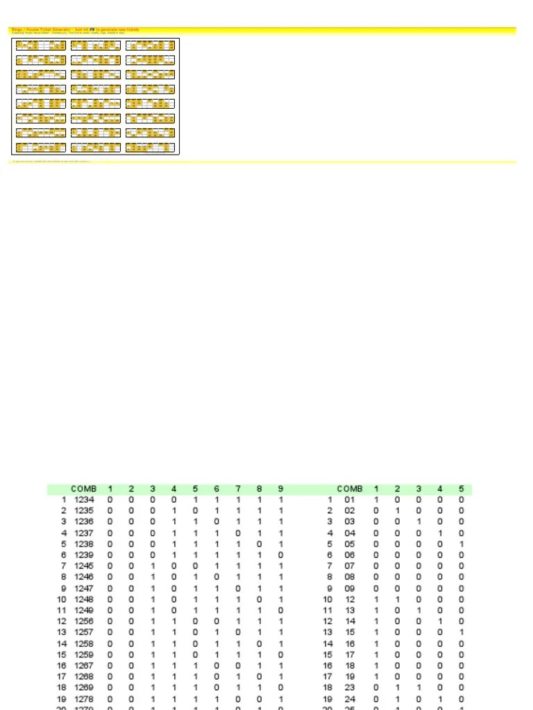 bingo housie ticket generator excel sheet gambling games gaming free 30 day trial scribd