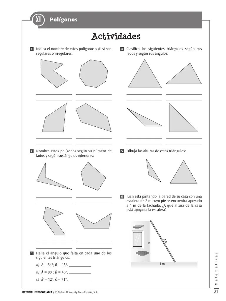 Los nombres de esos polígonos . Xi Poligonos Matematicas 1 Eso Oxford Pdf