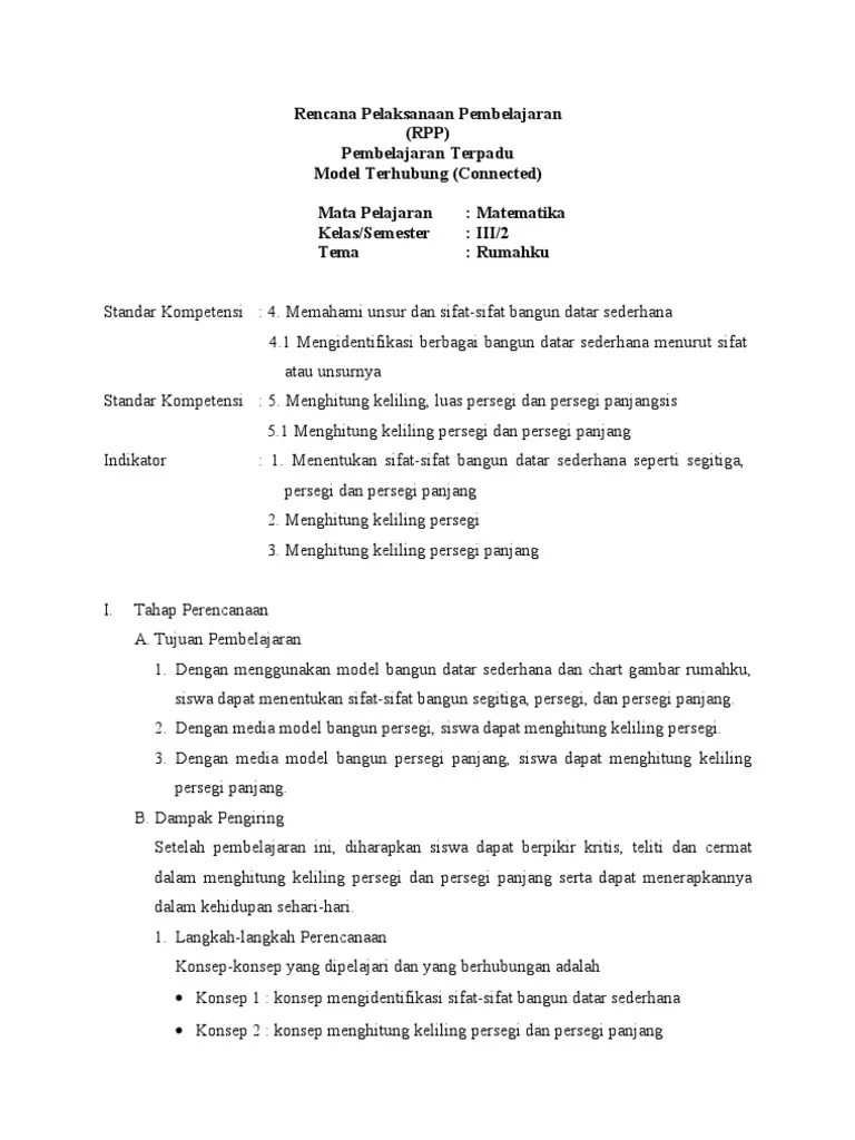 Sesuai dengan pembelajaran terpadu model connected, dan mengacu . Contoh Rpp Model Connected Sd