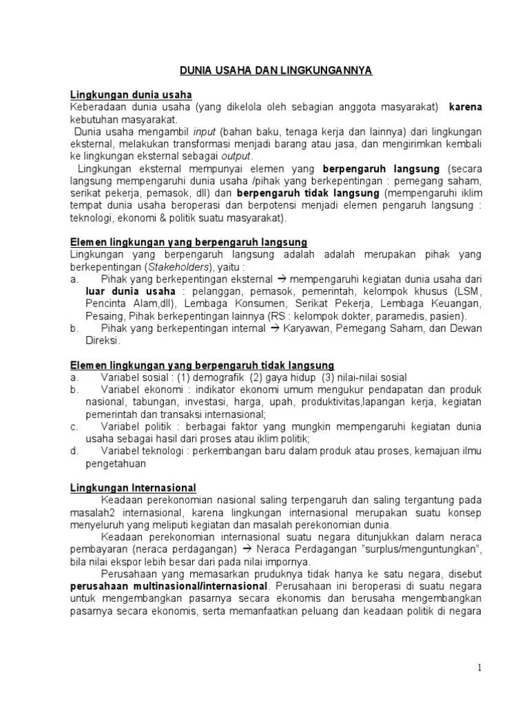 2 Dunia Usaha dan Lingkungannya | PDF