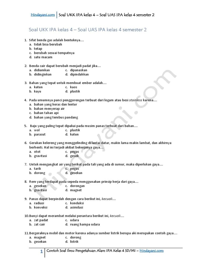 Pembahasan soal harian ipa kelas 4 tema 2 semester 2 yang dilengkapi dengan kunci jawaban sebagai persiapan untuk menghadapi ujian. L Xqjrckxc Kzm