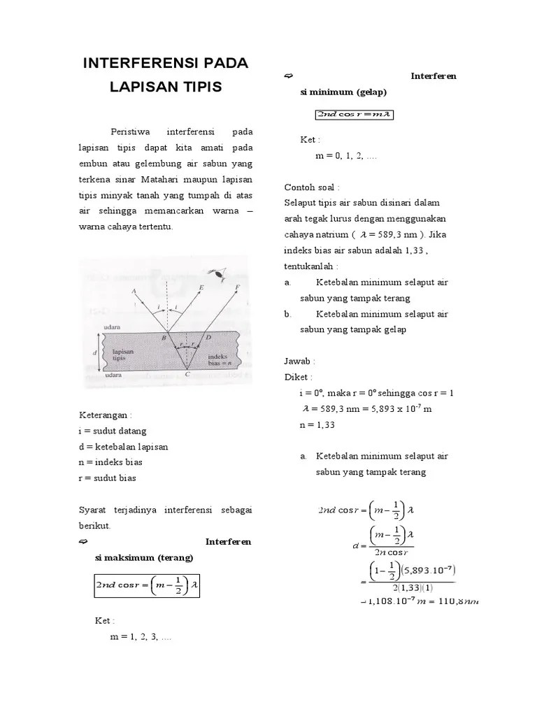 Interferensi Pada Lapisan Tipis | PDF