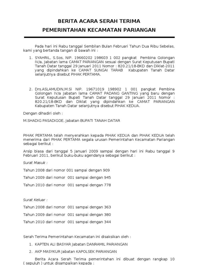 Berita Acara Serah Terima | PDF