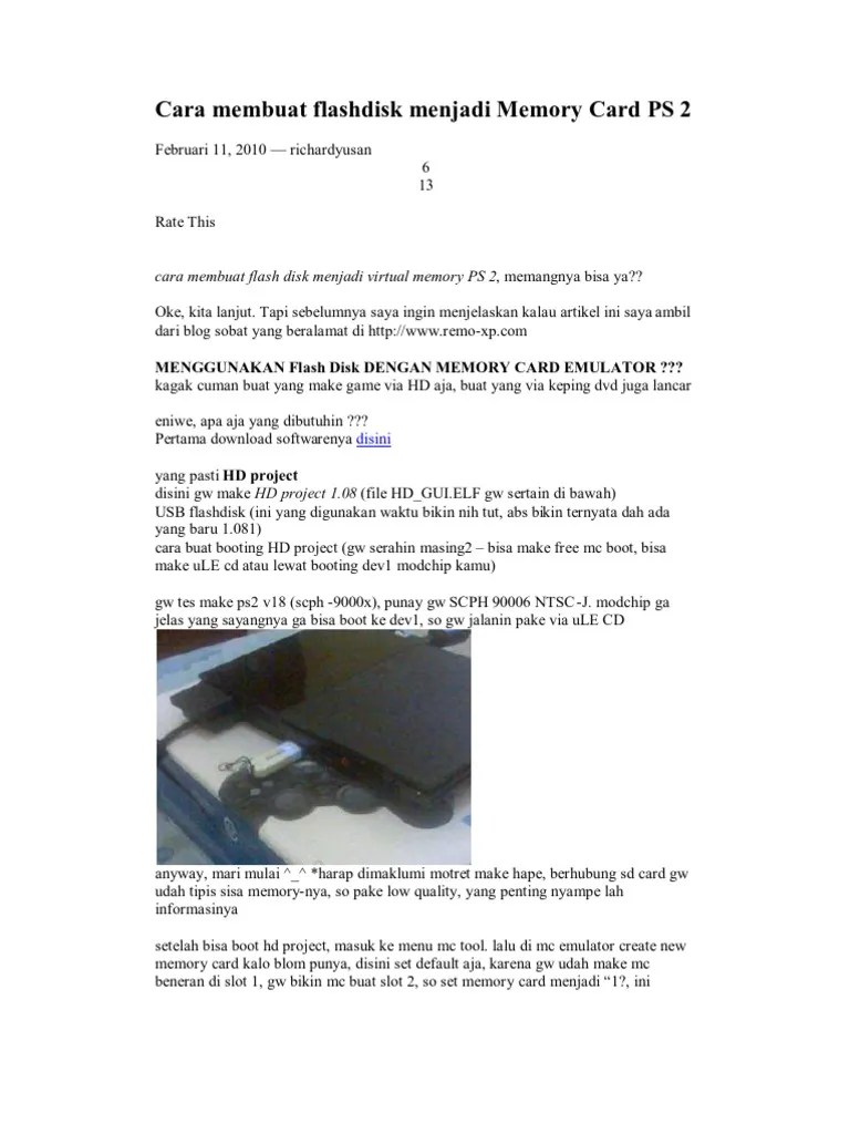 Cara Membuat Flashdisk Menjadi Memory Card PS | PDF