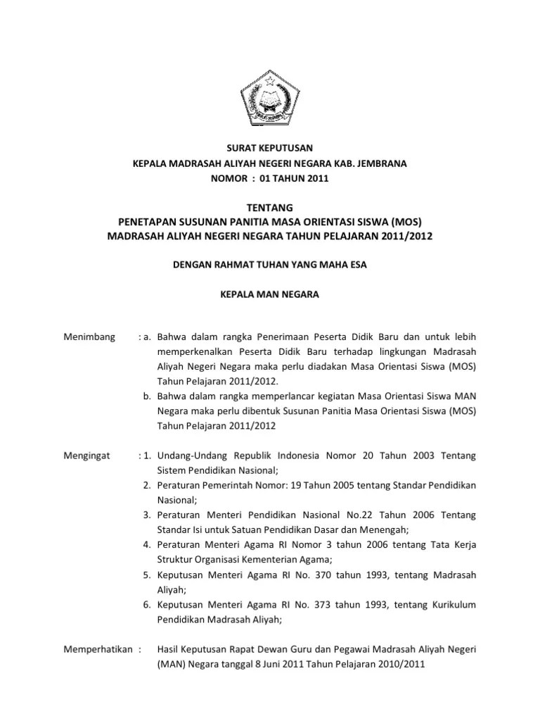 Membentuk panitia masa pengenalan lingkungan sekolah (mpls) tahun pelajaran. Sk Panitia Mos 2011 2012 Pdf