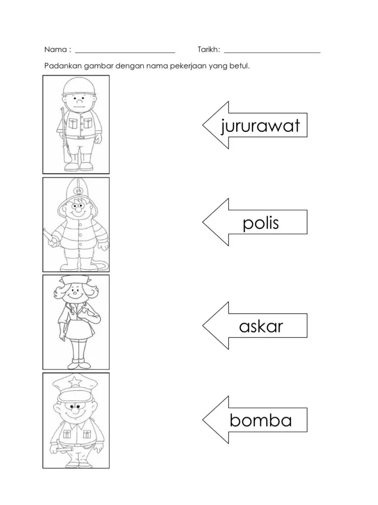 Lembaran Kerja Tema Pekerjaan Prasekolah Dapatkan Lembaran Kerja