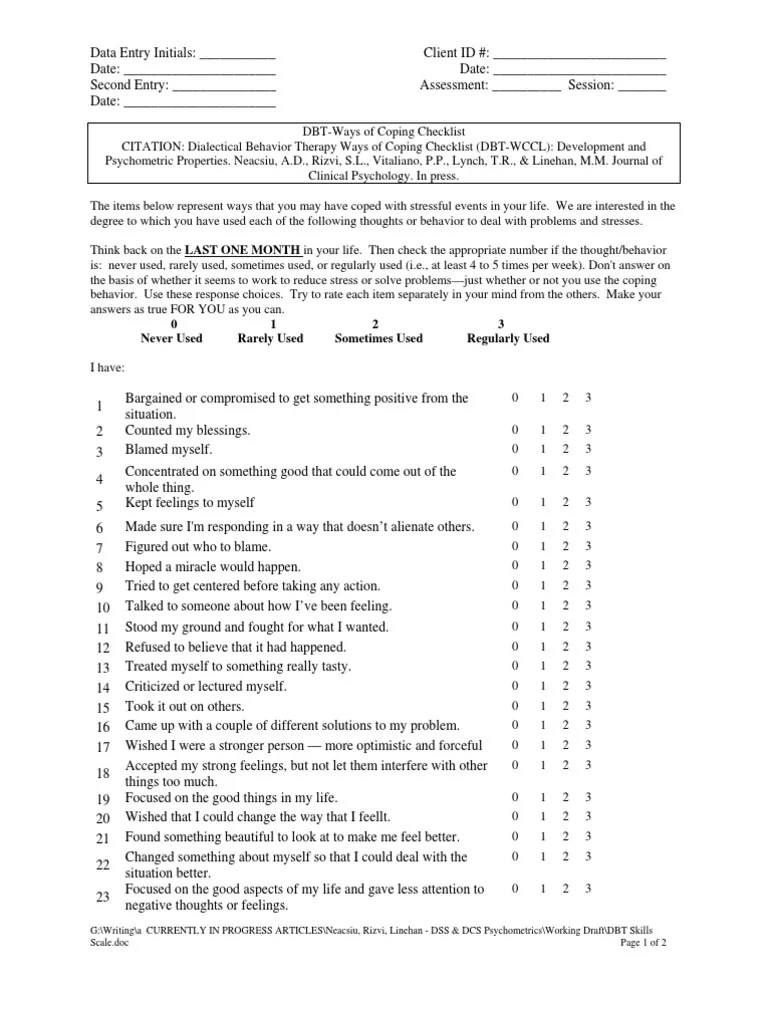dbt wcclpdf dialectical behavior therapy coping psychology