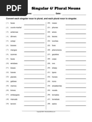 worksheet works singular and plural nouns 4 pdf computing and information technology business