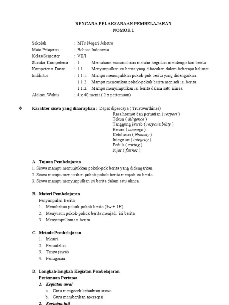 Buku sekolah elektronik (bse) bahasa indonesia smp / mts kelas 7 kurikulum 2013. Rpp Bahasa Indonesia Smp Kelas 7 Kurikulum 2013 Pdf