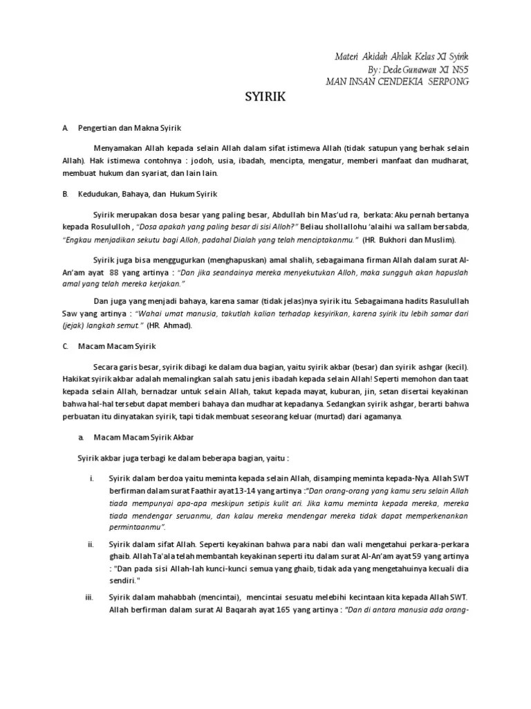 Pengertian Syirik | PDF