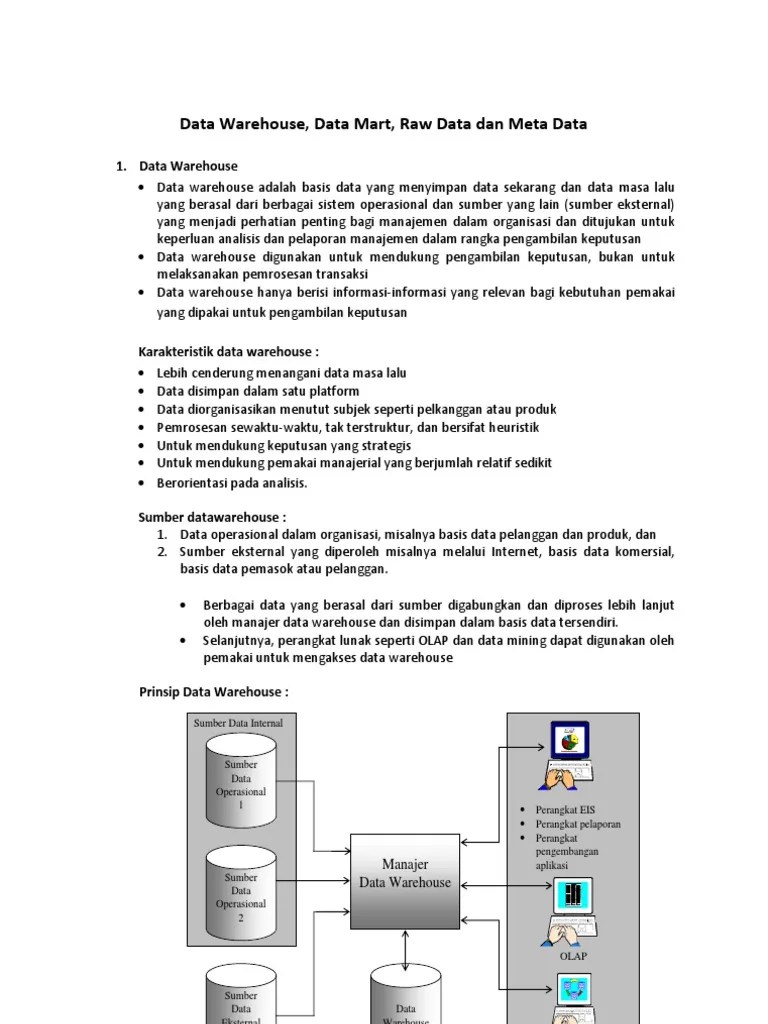 Semua Tentang Data (Data Warehouse, Data Mart, Raw Data Dan Meta Data) | PDF