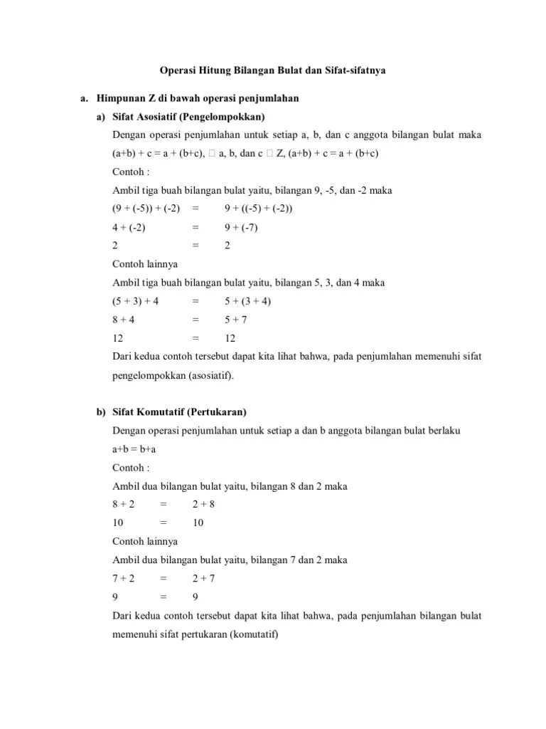 Operasi Hitung Bilangan Bulat Dan Sifat | PDF