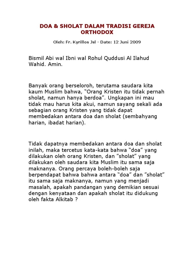 Doa &amp; Sholat Dalam Tradisi Gereja Orthodox | PDF