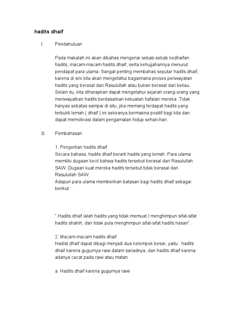 Contoh Hadits Dhaif Mursal - Nusagates