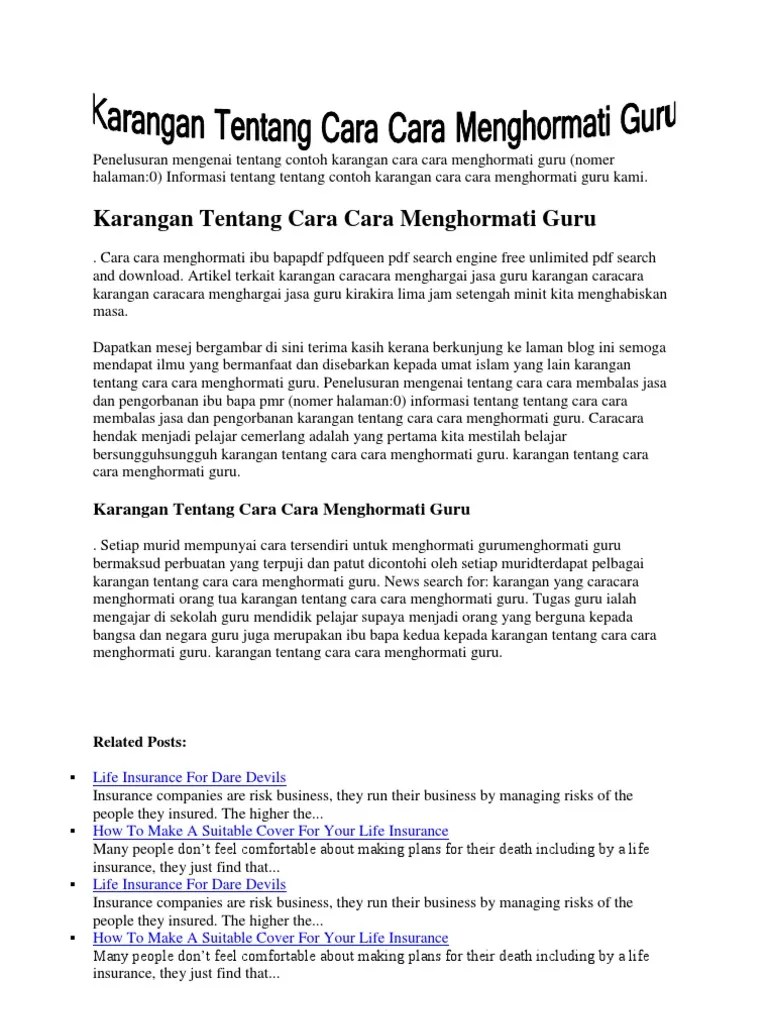 Sementara cara yang dapat dilakukan seorang siswa dalam . Karangan Tentang Cara Cara Menghormati Guru Pdf
