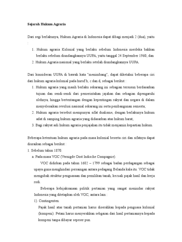 Sejarah Hukum Agraria | PDF